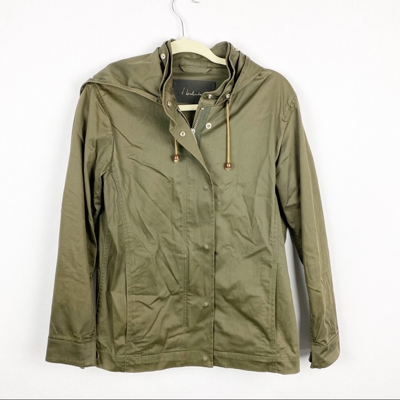Aritzia T. Babaton Jacket Coat Detachable Hood Green Lightweight Size Small - Picture 1 of 7